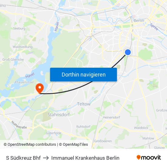 S Südkreuz Bhf to Immanuel Krankenhaus Berlin map