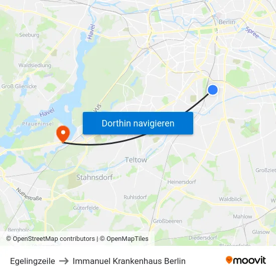 Egelingzeile to Immanuel Krankenhaus Berlin map