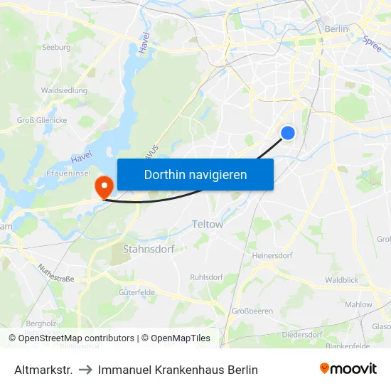 Altmarkstr. to Immanuel Krankenhaus Berlin map