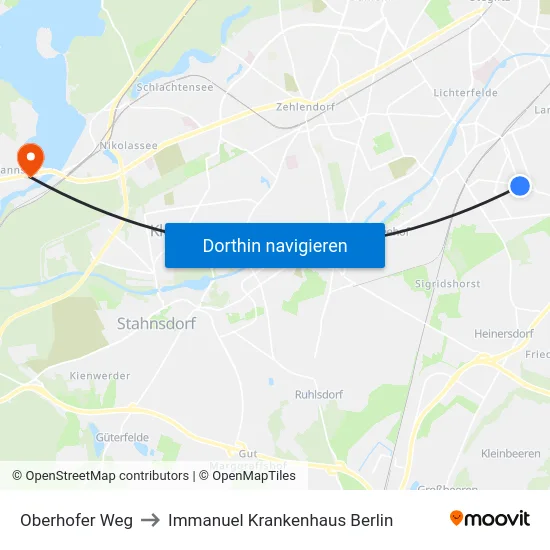 Oberhofer Weg to Immanuel Krankenhaus Berlin map