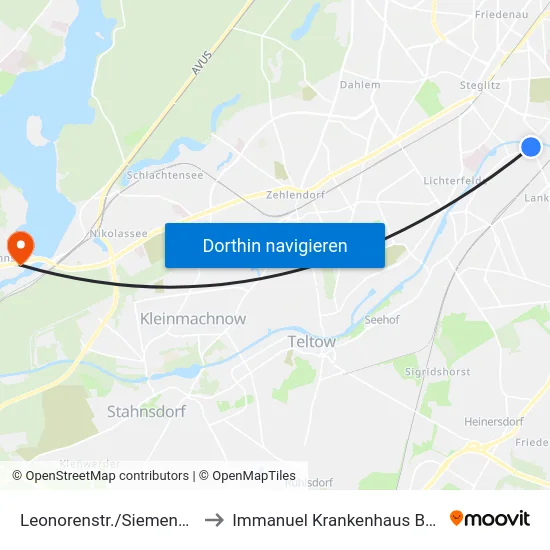 Leonorenstr./Siemensstr. to Immanuel Krankenhaus Berlin map
