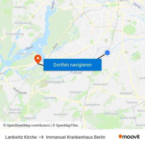 Lankwitz Kirche to Immanuel Krankenhaus Berlin map