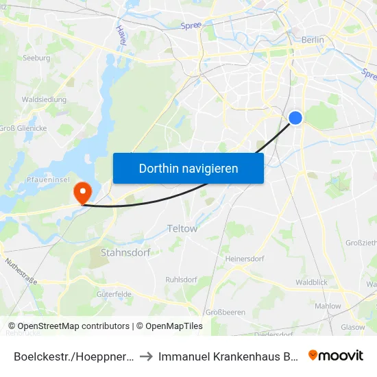Boelckestr./Hoeppnerstr. to Immanuel Krankenhaus Berlin map