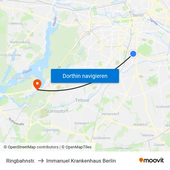 Ringbahnstr. to Immanuel Krankenhaus Berlin map