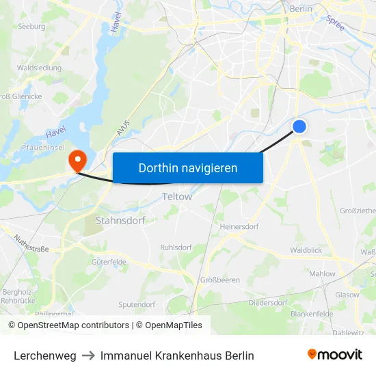 Lerchenweg to Immanuel Krankenhaus Berlin map