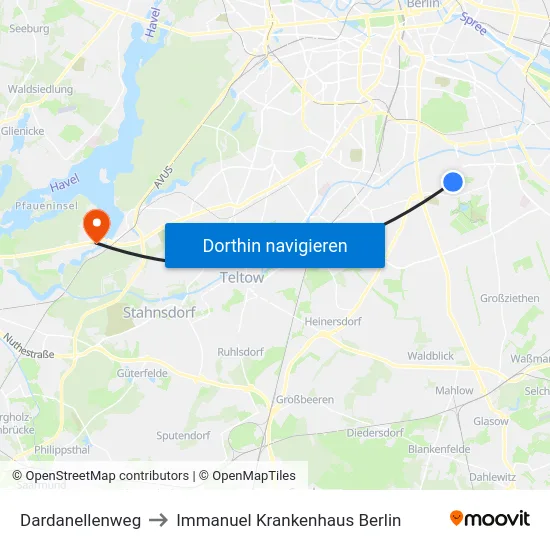 Dardanellenweg to Immanuel Krankenhaus Berlin map
