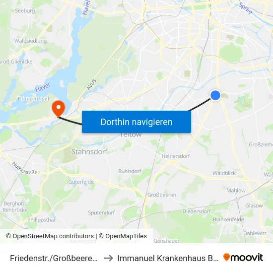 Friedenstr./Großbeerenstr. to Immanuel Krankenhaus Berlin map