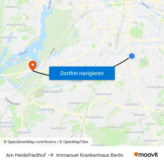 Am Heidefriedhof to Immanuel Krankenhaus Berlin map