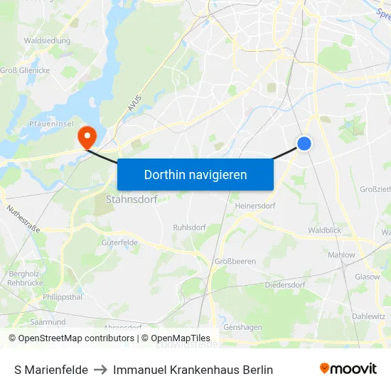 S Marienfelde to Immanuel Krankenhaus Berlin map