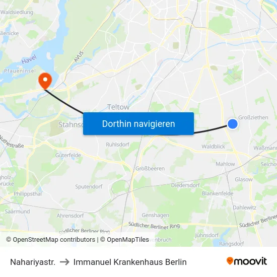 Nahariyastr. to Immanuel Krankenhaus Berlin map