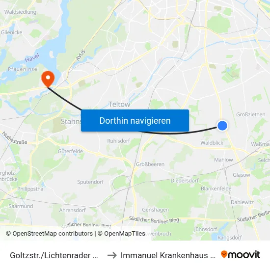 Goltzstr./Lichtenrader Damm to Immanuel Krankenhaus Berlin map