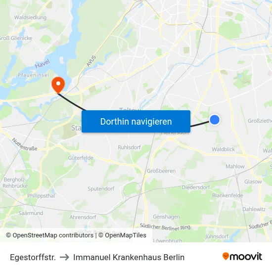 Egestorffstr. to Immanuel Krankenhaus Berlin map