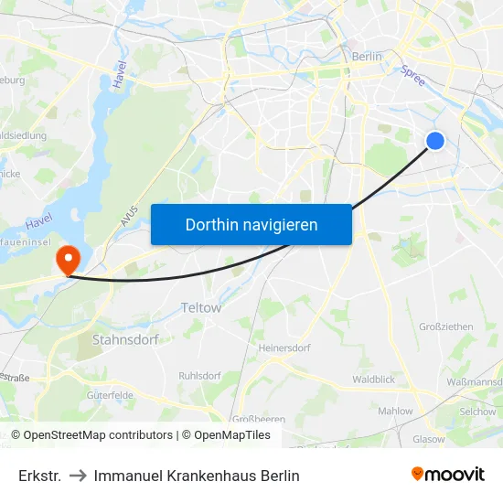 Erkstr. to Immanuel Krankenhaus Berlin map