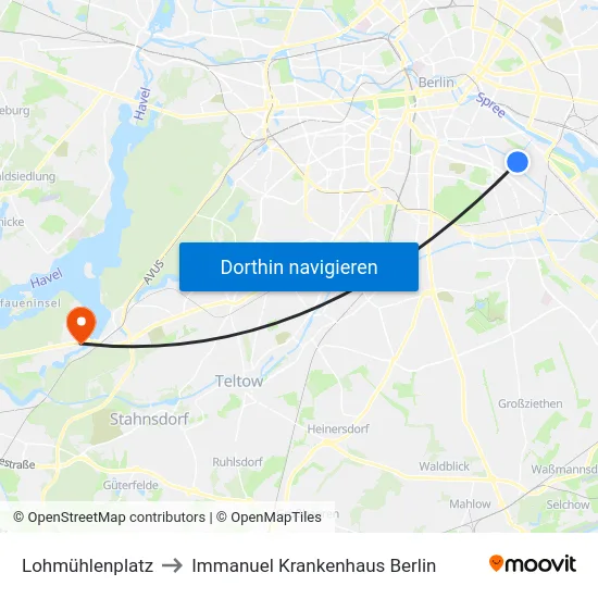 Lohmühlenplatz to Immanuel Krankenhaus Berlin map