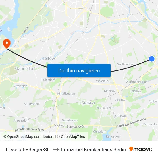 Lieselotte-Berger-Str. to Immanuel Krankenhaus Berlin map