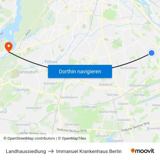 Landhaussiedlung to Immanuel Krankenhaus Berlin map