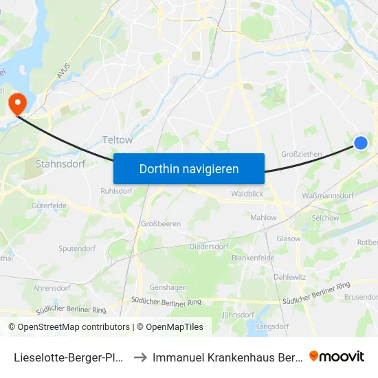 Lieselotte-Berger-Platz to Immanuel Krankenhaus Berlin map