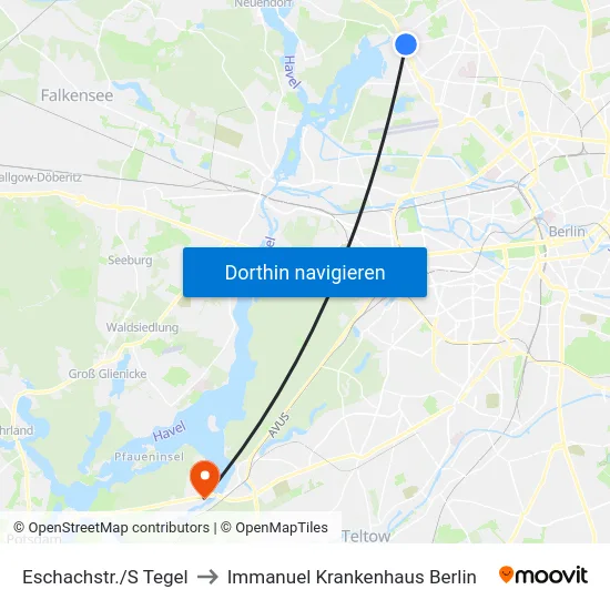 Eschachstr./S Tegel to Immanuel Krankenhaus Berlin map