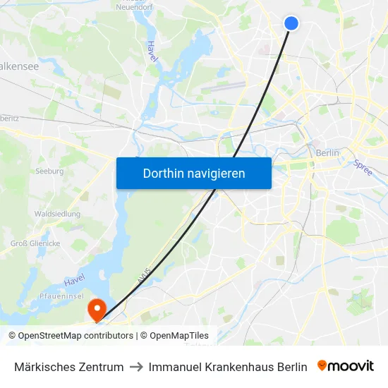Märkisches Zentrum to Immanuel Krankenhaus Berlin map