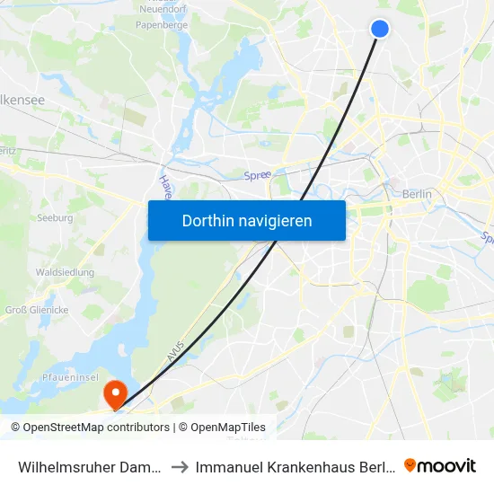 Wilhelmsruher Damm to Immanuel Krankenhaus Berlin map