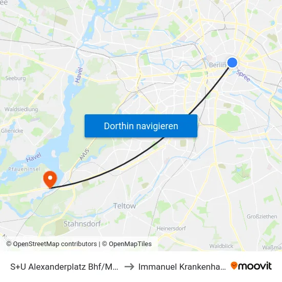 S+U Alexanderplatz Bhf/Memhardstr. to Immanuel Krankenhaus Berlin map