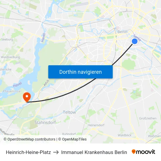 Heinrich-Heine-Platz to Immanuel Krankenhaus Berlin map