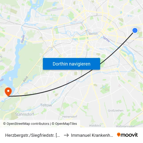 Herzbergstr./Siegfriedstr. [Siegfriedstr] to Immanuel Krankenhaus Berlin map