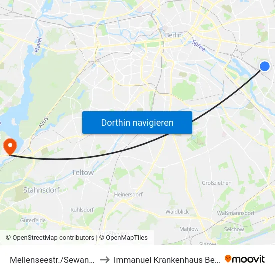 Mellenseestr./Sewanstr. to Immanuel Krankenhaus Berlin map