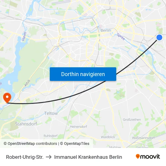 Robert-Uhrig-Str. to Immanuel Krankenhaus Berlin map