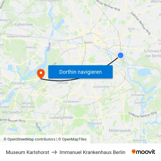 Museum Karlshorst to Immanuel Krankenhaus Berlin map