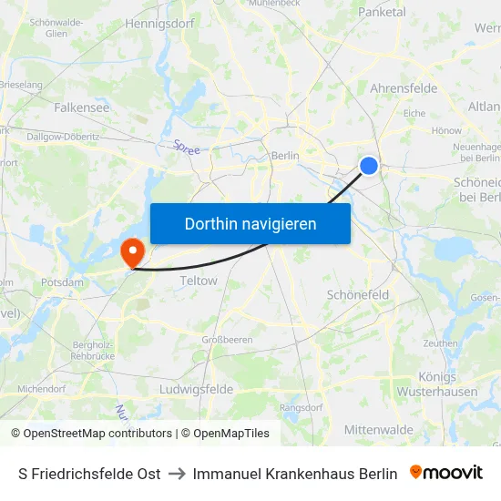 S Friedrichsfelde Ost to Immanuel Krankenhaus Berlin map
