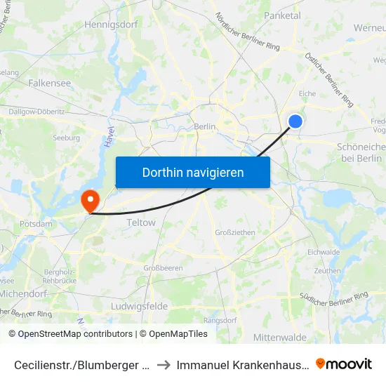Cecilienstr./Blumberger Damm to Immanuel Krankenhaus Berlin map