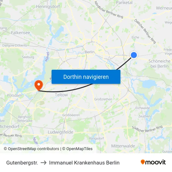 Gutenbergstr. to Immanuel Krankenhaus Berlin map