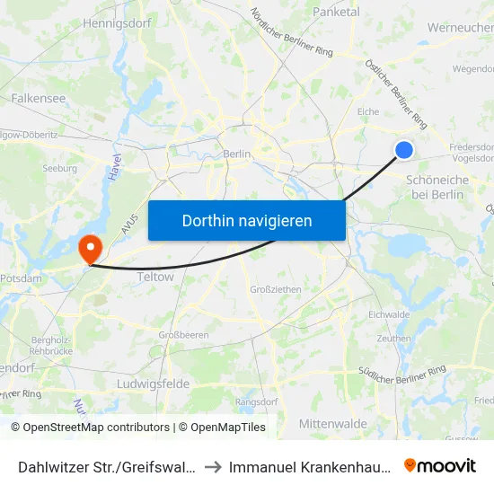 Dahlwitzer Str./Greifswalder Str. to Immanuel Krankenhaus Berlin map