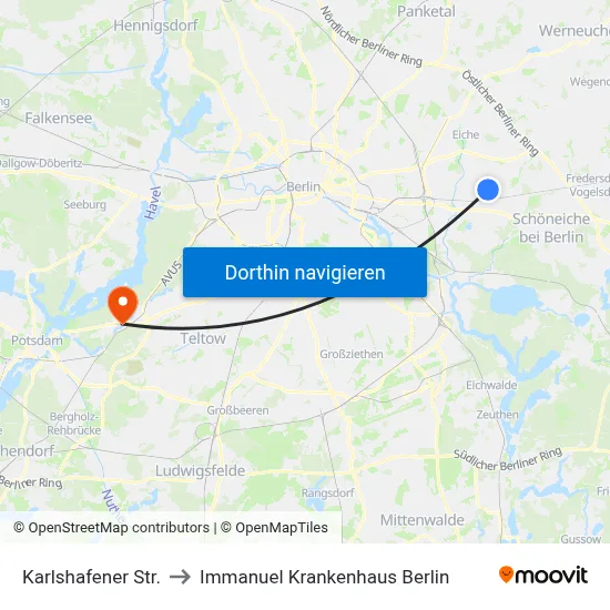 Karlshafener Str. to Immanuel Krankenhaus Berlin map