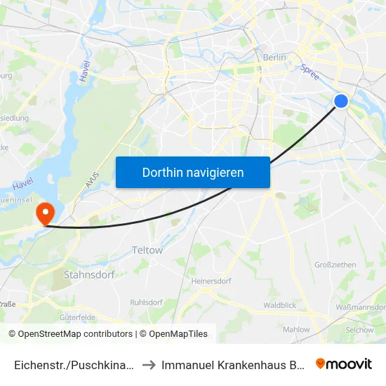 Eichenstr./Puschkinallee to Immanuel Krankenhaus Berlin map