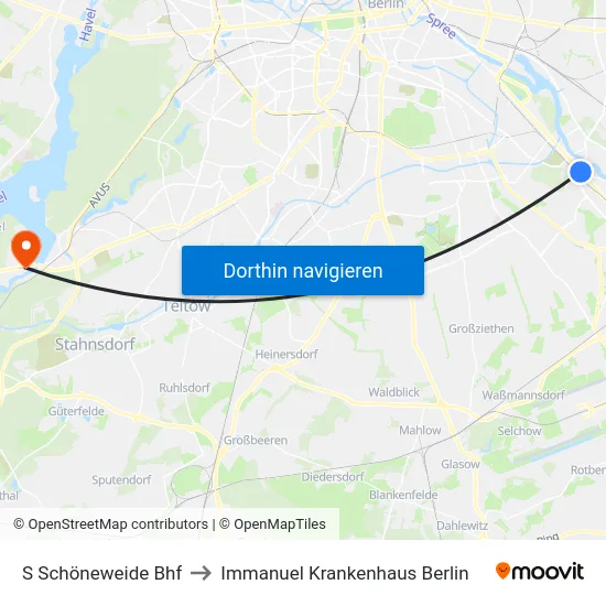 S Schöneweide Bhf to Immanuel Krankenhaus Berlin map