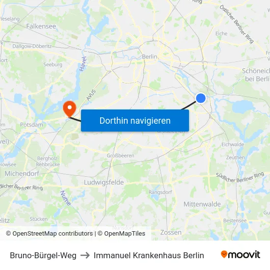 Bruno-Bürgel-Weg to Immanuel Krankenhaus Berlin map