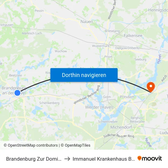 Brandenburg Zur Dominsel to Immanuel Krankenhaus Berlin map