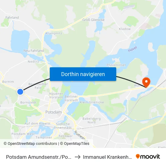Potsdam Amundsenstr./Potsdamer Str. to Immanuel Krankenhaus Berlin map
