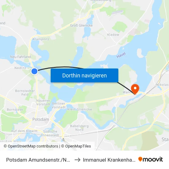 Potsdam Amundsenstr./Nedlitzer Str. to Immanuel Krankenhaus Berlin map