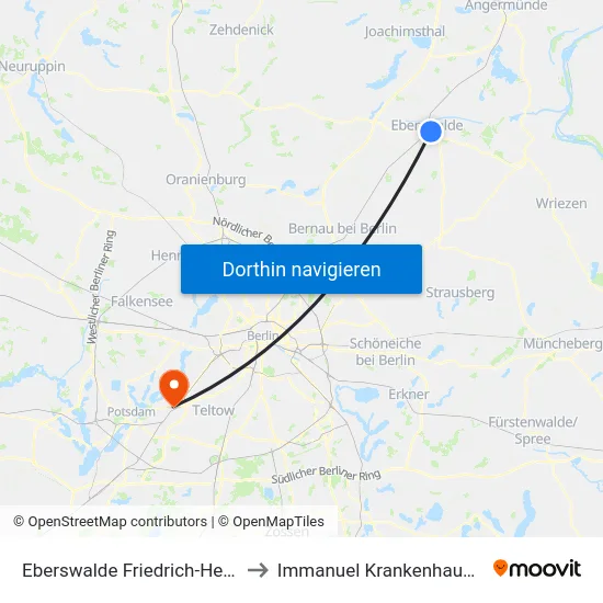 Eberswalde Friedrich-Hegel-Str. to Immanuel Krankenhaus Berlin map