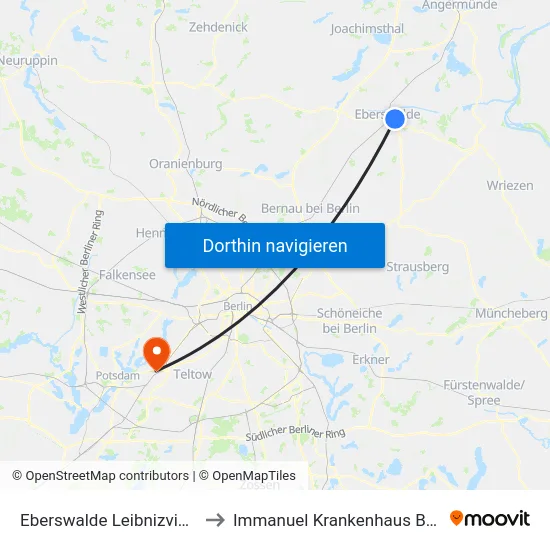 Eberswalde Leibnizviertel to Immanuel Krankenhaus Berlin map