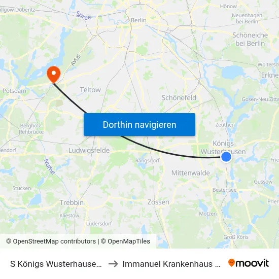 S Königs Wusterhausen Bhf to Immanuel Krankenhaus Berlin map