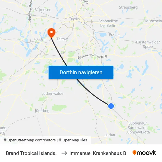 Brand Tropical Islands Bhf to Immanuel Krankenhaus Berlin map