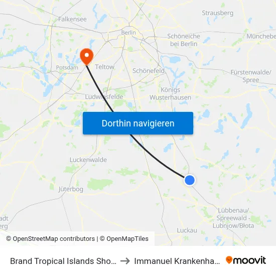 Brand Tropical Islands Shop & Bistro to Immanuel Krankenhaus Berlin map