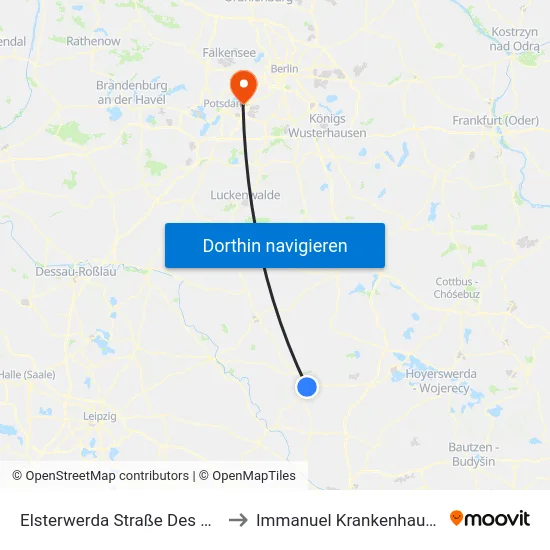 Elsterwerda Straße Des Aufbaus to Immanuel Krankenhaus Berlin map