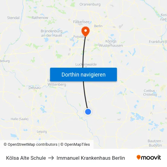 Kölsa Alte Schule to Immanuel Krankenhaus Berlin map