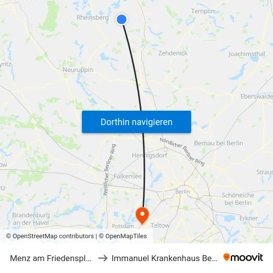 Menz am Friedensplatz to Immanuel Krankenhaus Berlin map