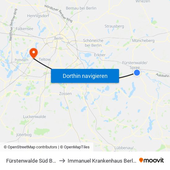 Fürstenwalde Süd Bhf to Immanuel Krankenhaus Berlin map